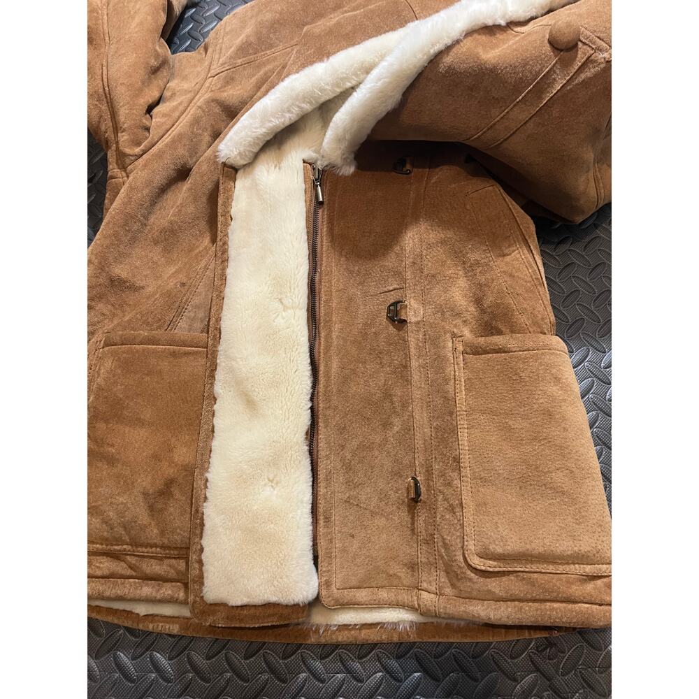 Vintage Gallery Genuine Leather‎ Faux Fur Lined Jacket Size Large Y2K Womens - Picture 9 of 12